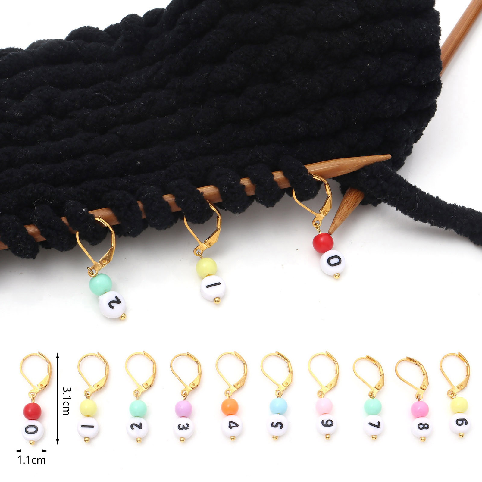 Stitch Marker Ring - 1 مجموعة (10 قطعة/المجموعة) النحاس و