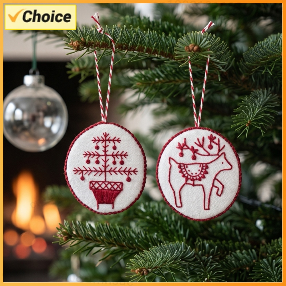 Embroidery Xmas Tree - مجموعة تطريز عيد الميلاد مع أدوات،