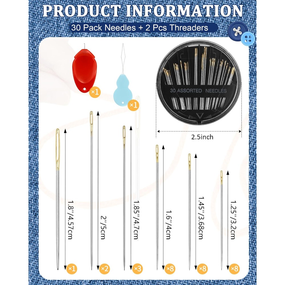 Embroidery Needles - مجموعة من 30 إبرة خياطة يدوية