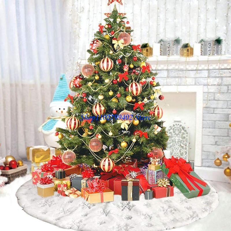 Embroidery Xmas Tree - 547F أبيض أفخم شجرة تنورة تنورة