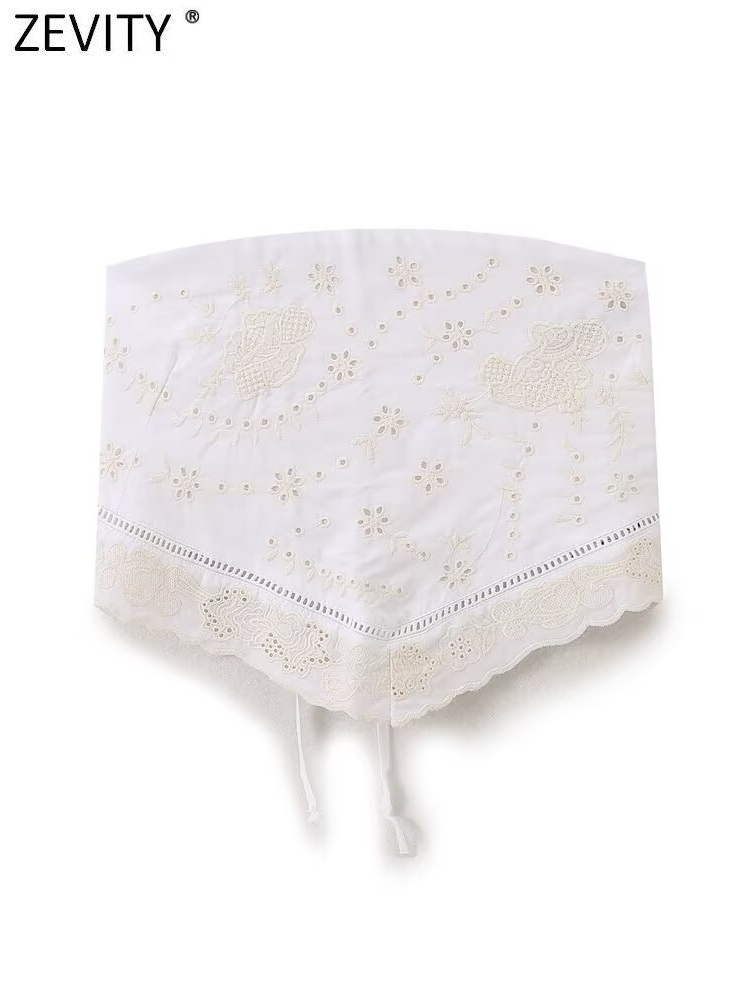 Embroidery Online - بلوزة مجوفة بدون حمالات للنساء ،