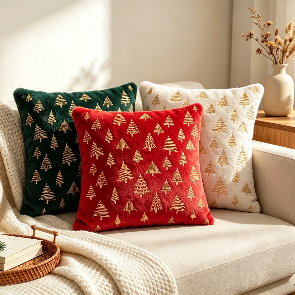Embroidery Xmas Tree - غطاء وسادة شجرة عيد الميلاد بتطريز