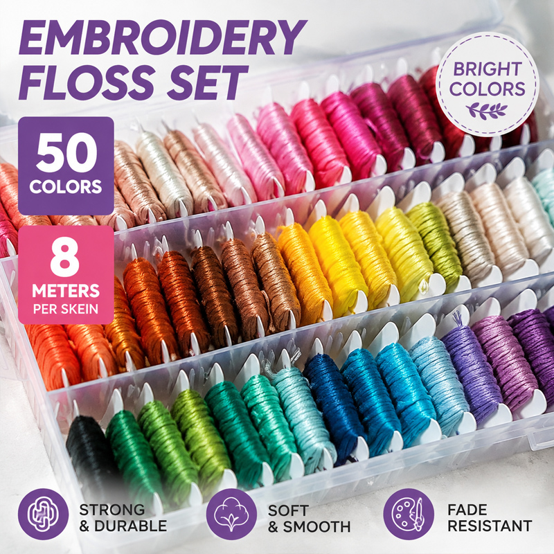 Embroidery Stitch - طقم خيوط تطريز من القطن 100%