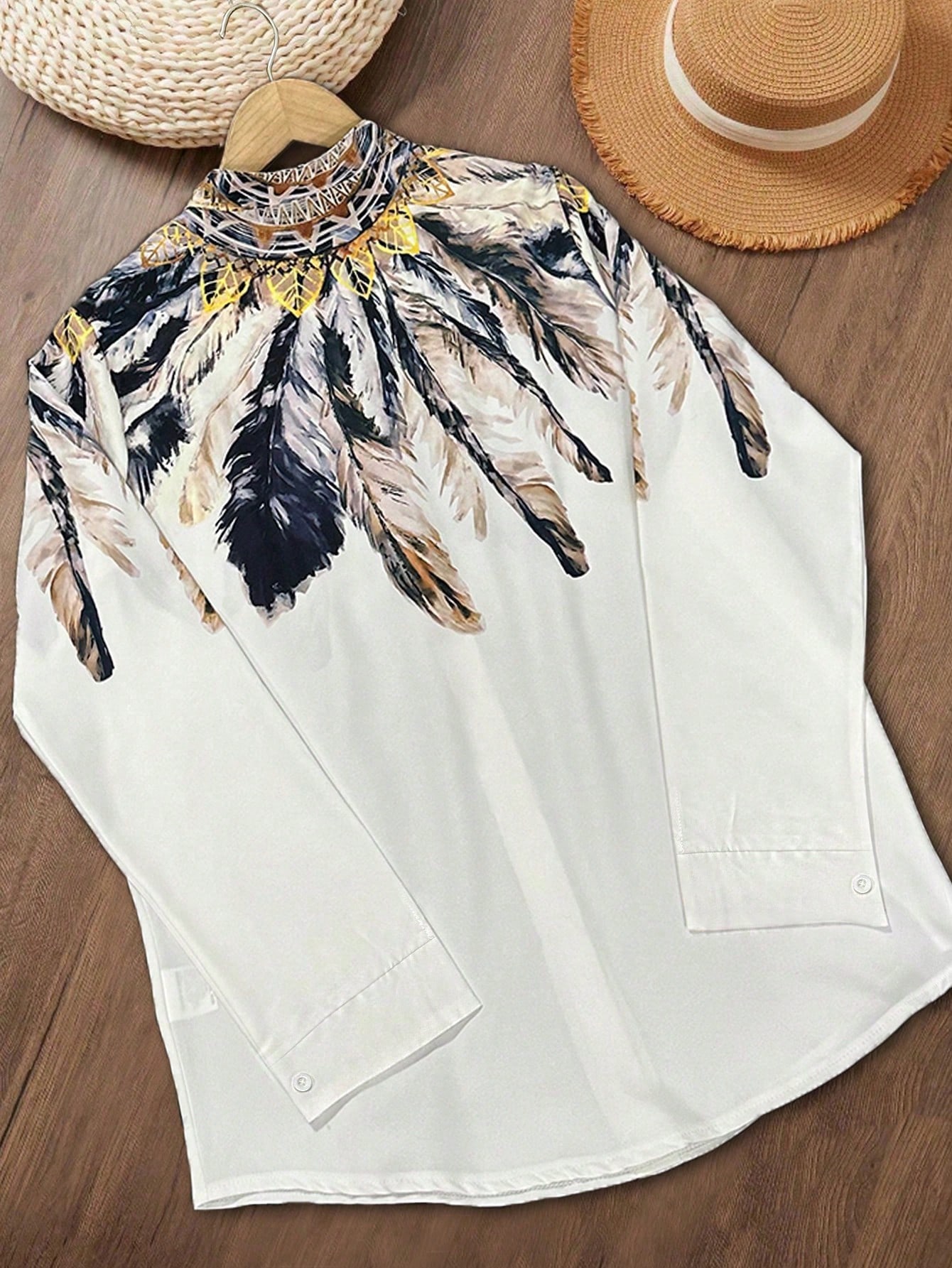 قميص نسائي بأكمام طويلة وطباعة - مراجعة Embroidery Online وسعره