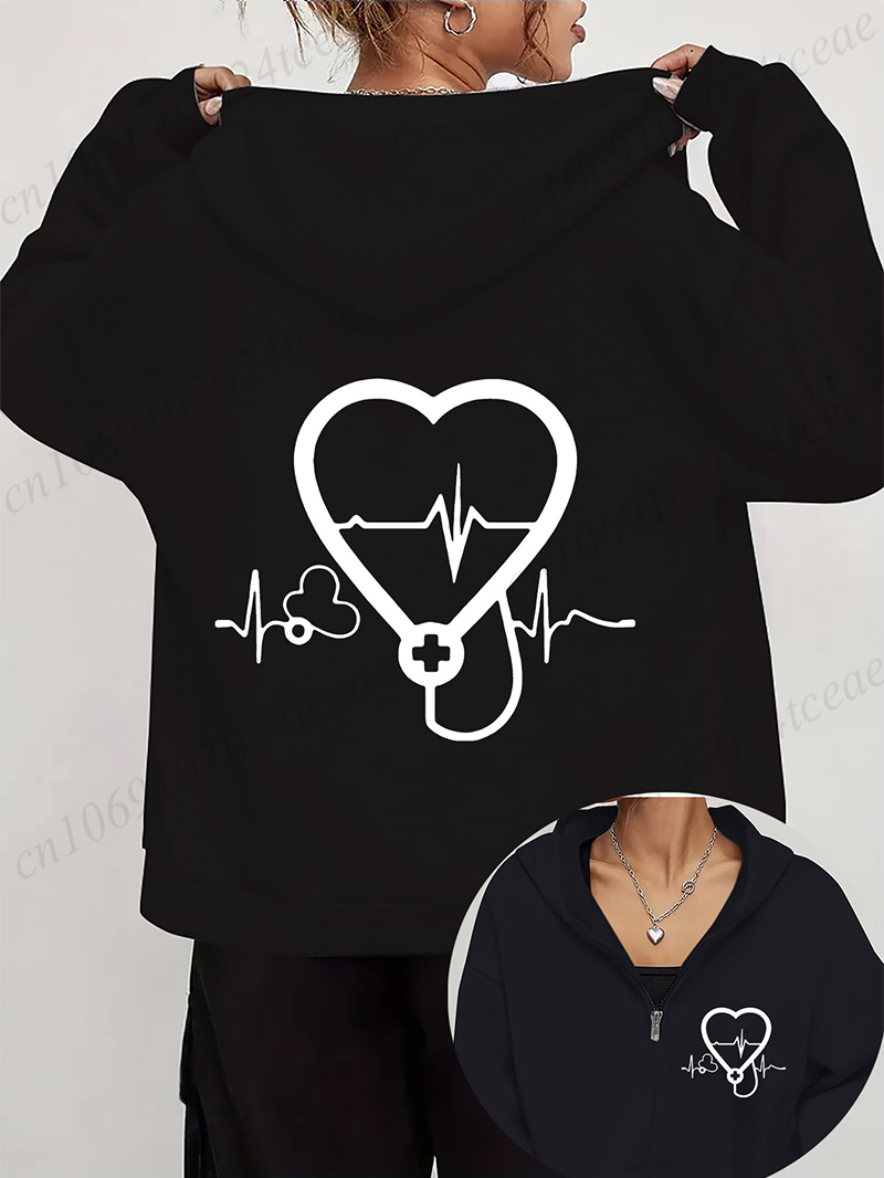 المرأة الخريف الشتاء هوديس الس - مراجعة Embroidery Zip Up Hoodie وسعره