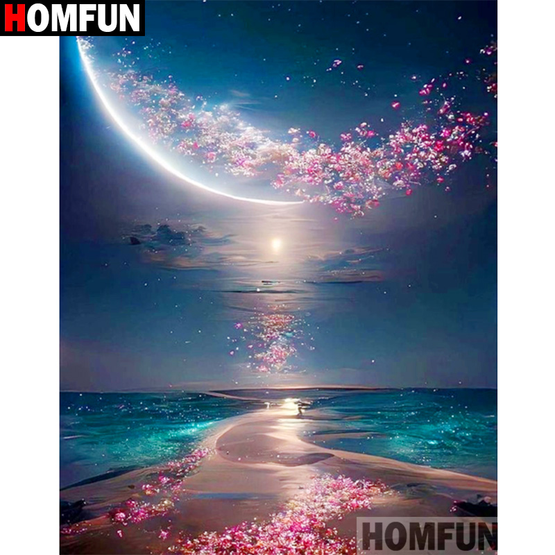 HOMFUN 5D الماس نمط حجر الراين - مراجعة Embroidery Cross Stitch Patterns وسعره