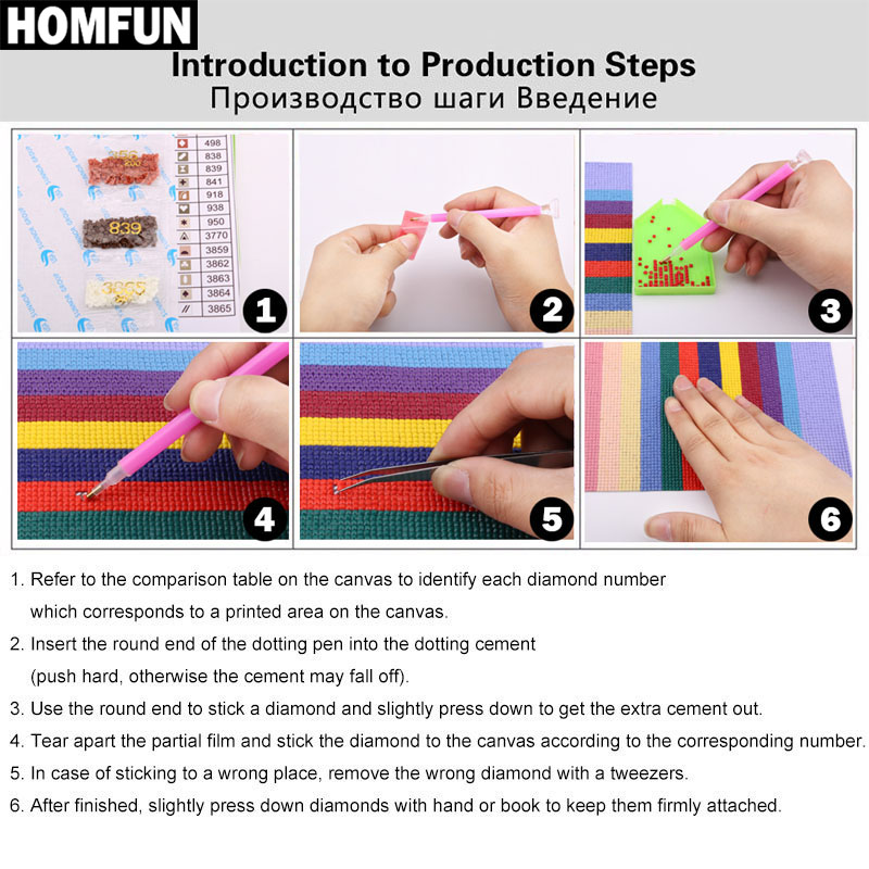 HOMFUN 5D الماس نمط حجر الراين - مراجعة Embroidery Cross Stitch Patterns وسعره