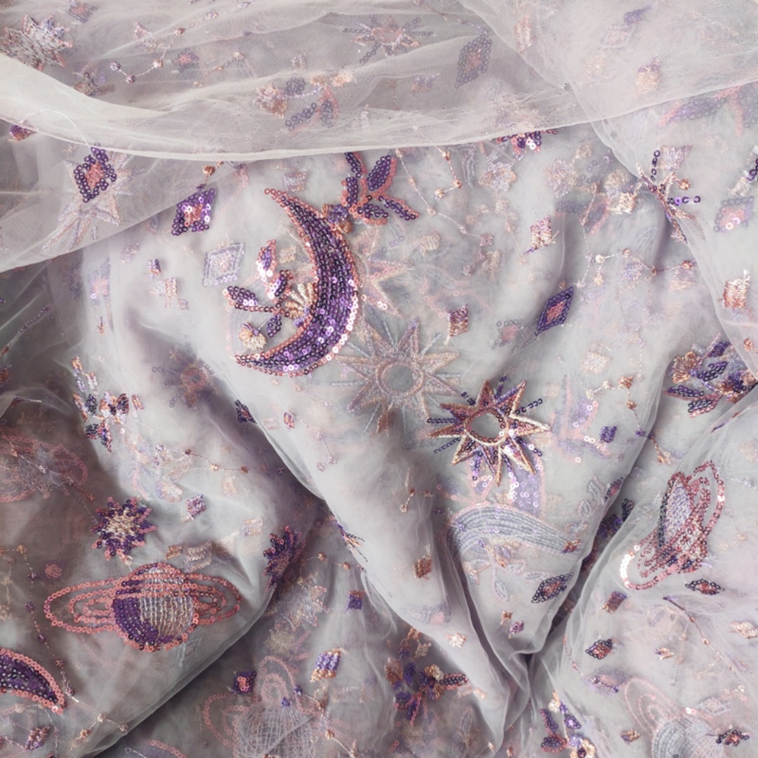 0.5 متر الأرجواني عرض 55.11 بو - مراجعة Embroidery Net Dress وسعره