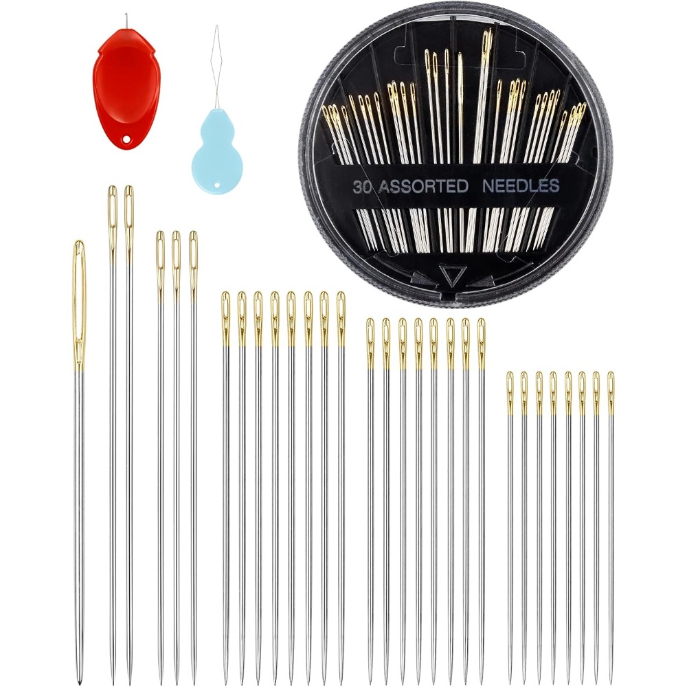 مجموعة من 30 إبرة خياطة يدوية  - مراجعة Embroidery Needles وسعره