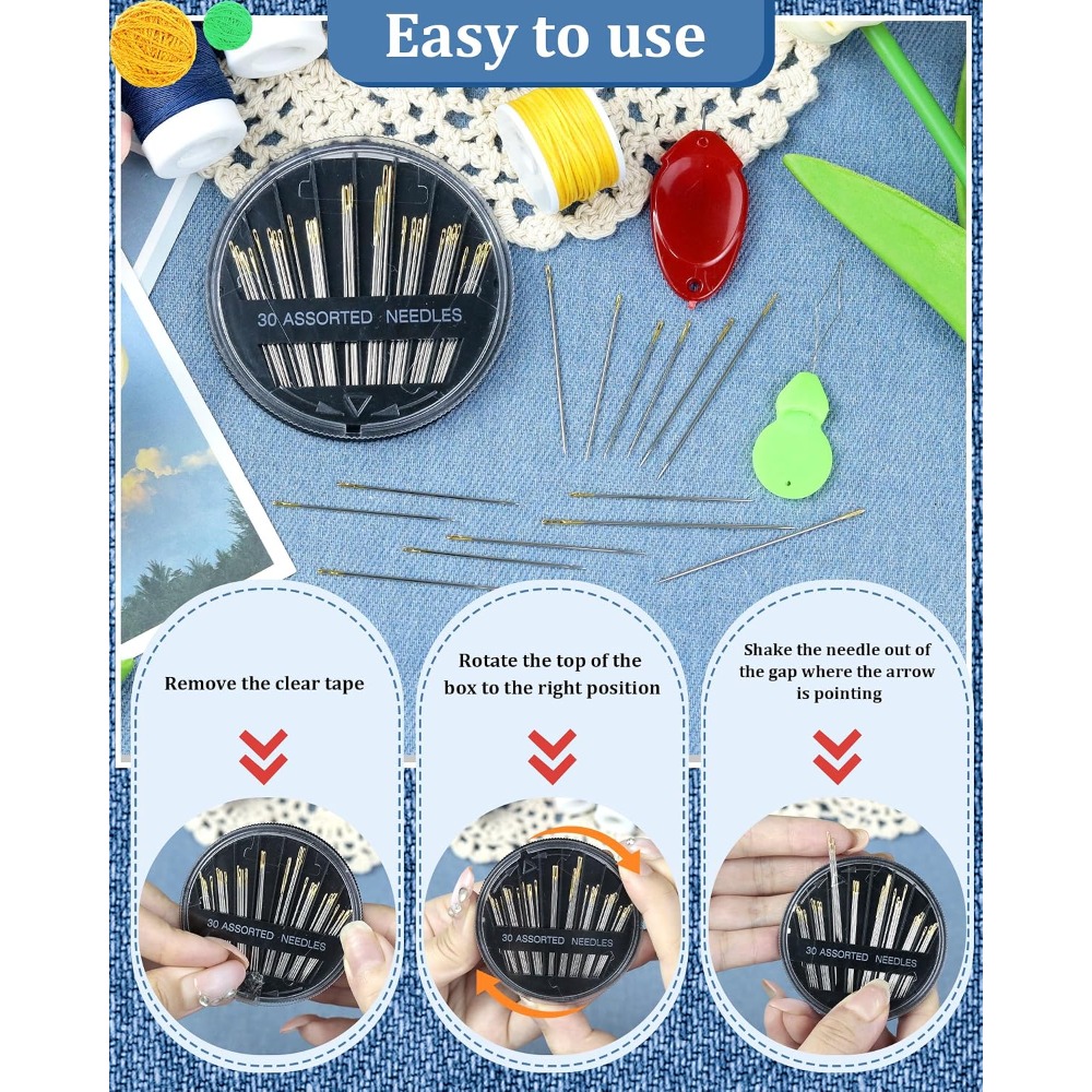مجموعة من 30 إبرة خياطة يدوية  - مراجعة Embroidery Needles وسعره