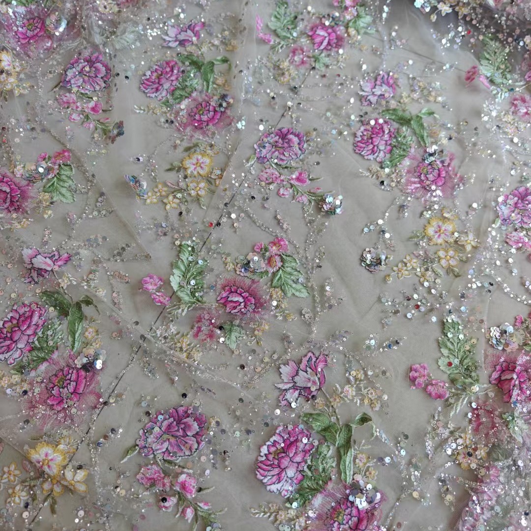 قماش دانتيل فاخر مطرز بالخرز ب - مراجعة Embroidery Net Dress وسعره