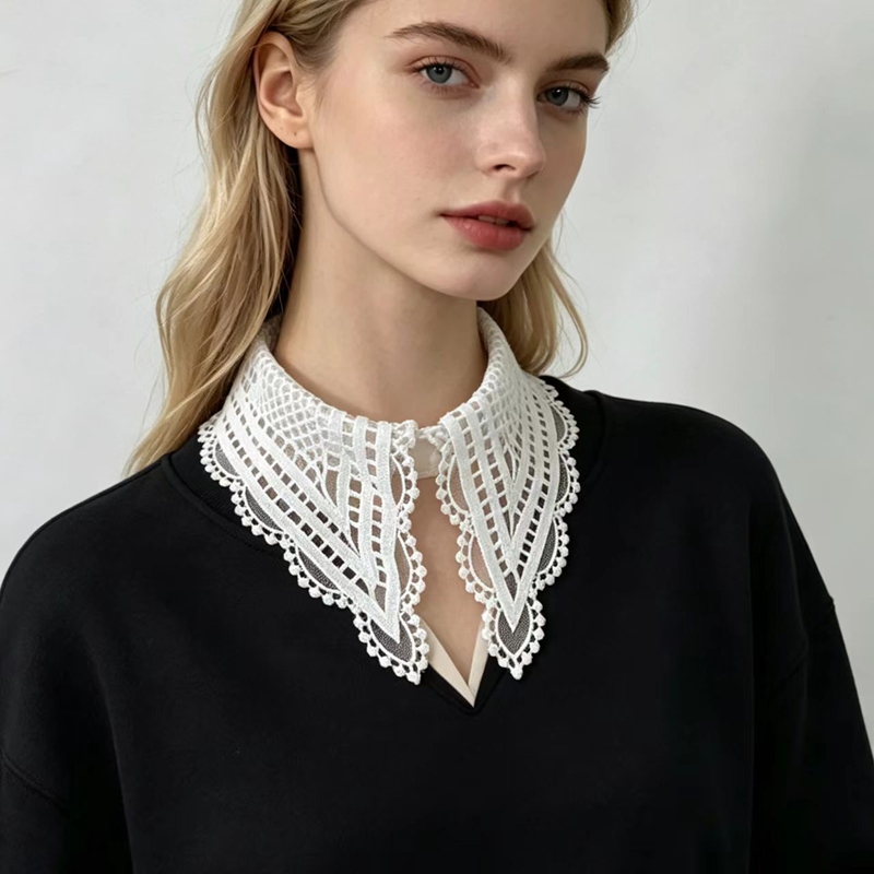 ياقة نسائية بيضاء مزينة بالكشك - مراجعة Embroidery Origin وسعره