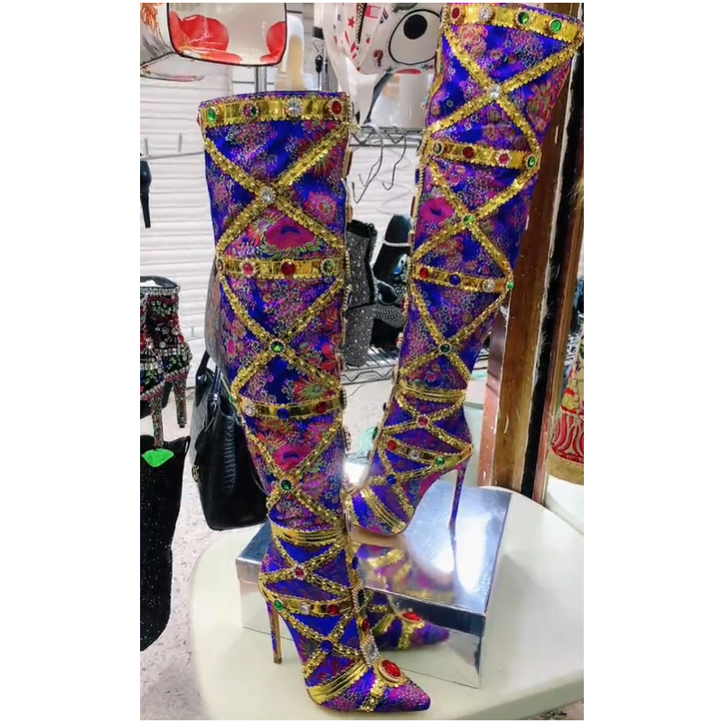 أحذية طويلة فوق الركبة بكعب عا - مراجعة Embroidery Stitch وسعره
