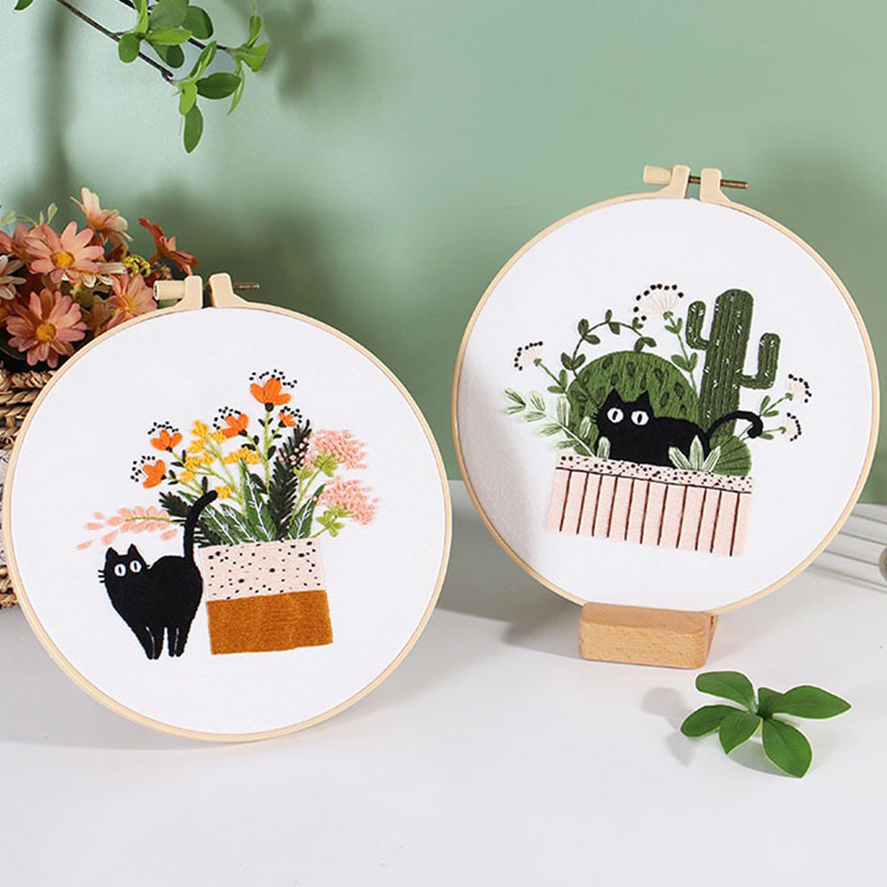 طقم تطريز بتصميم قطة سوداء |   - مراجعة Embroidery Ideas For Bags وسعره