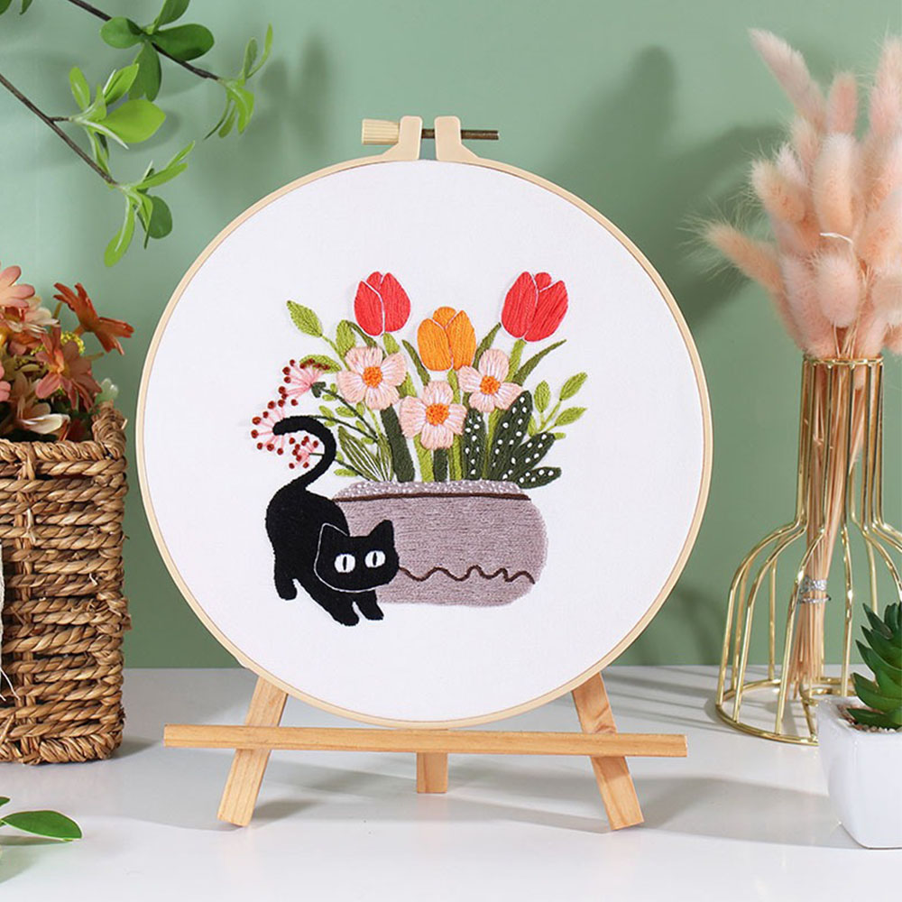 طقم تطريز بتصميم قطة سوداء |   - مراجعة Embroidery Ideas For Bags وسعره