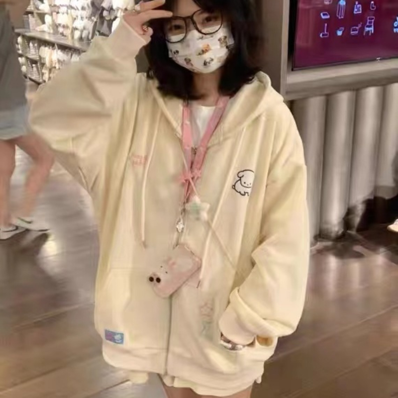 اليابانية Kawaii زمم هوديس الم - مراجعة Embroidery Zip Up Hoodie وسعره